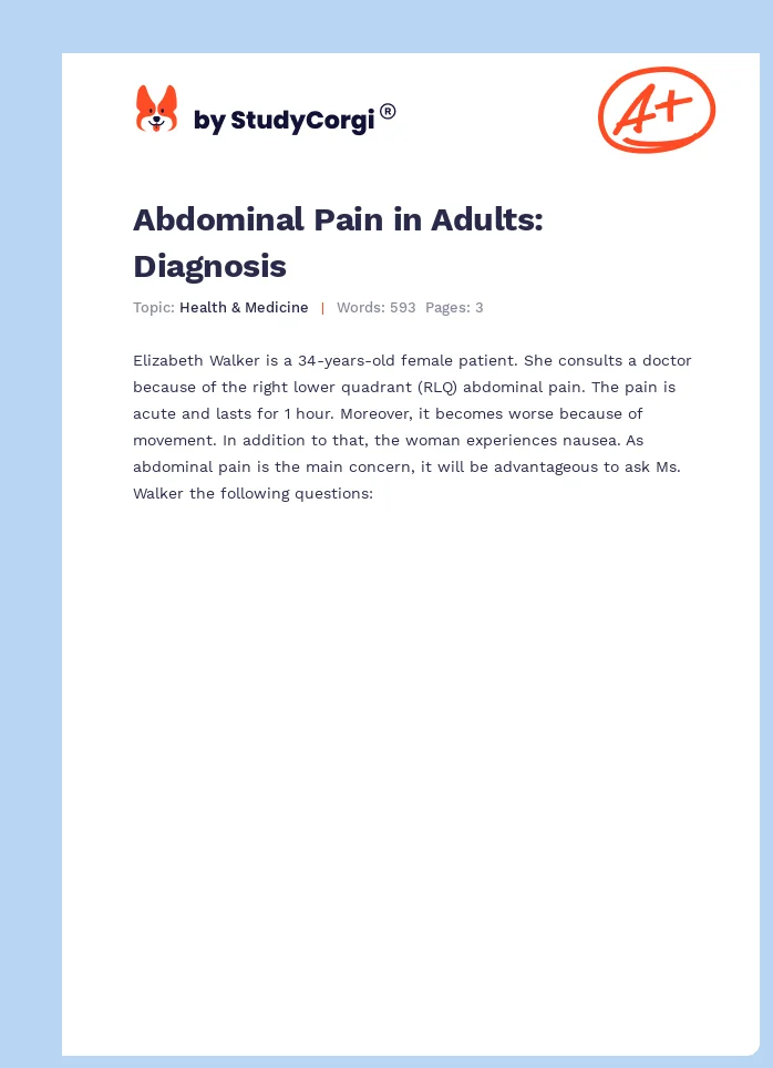 Abdominal Pain in Adults: Diagnosis. Page 1
