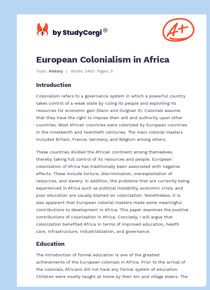 European Colonialism in Africa. Page 1