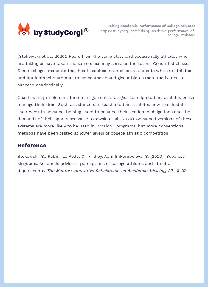 Raising Academic Performance of College Athletes. Page 2