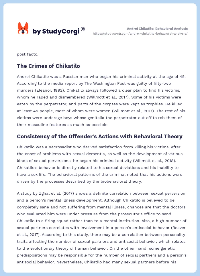 Andrei Chikatilo: Behavioral Analysis. Page 2