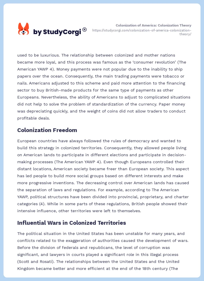 Colonization of America: Colonization Theory. Page 2
