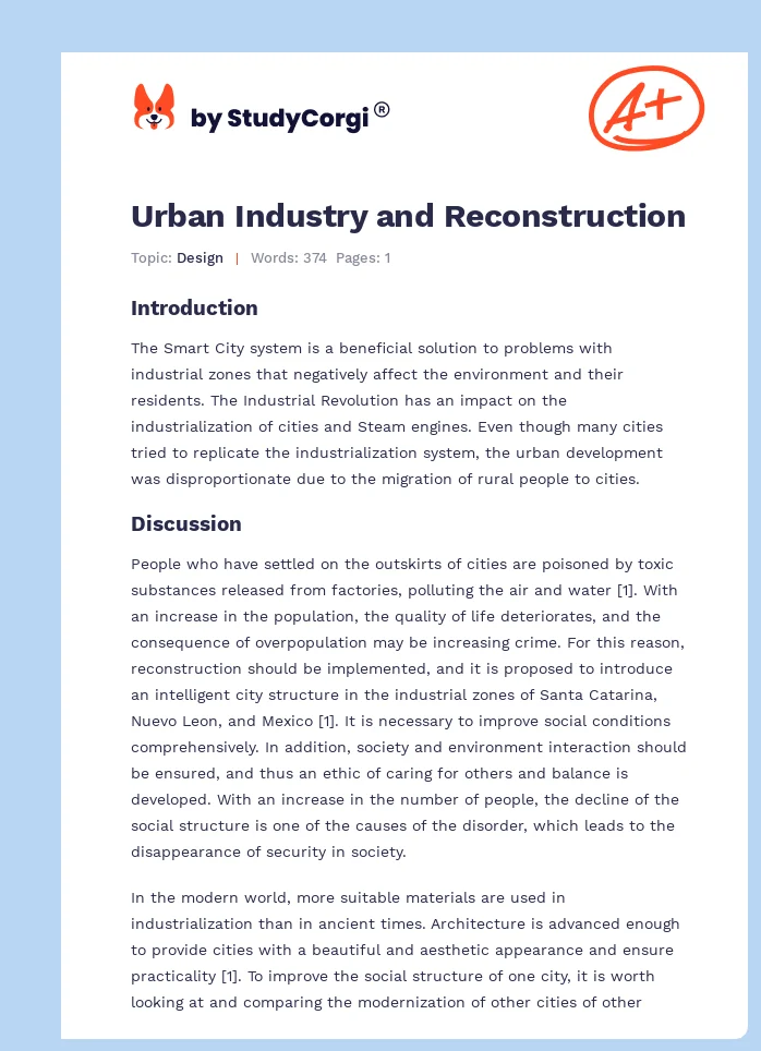 Urban Industry and Reconstruction. Page 1