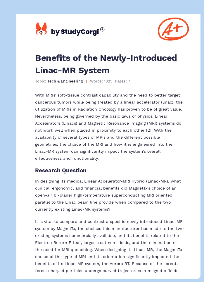 Benefits of the Newly-Introduced Linac-MR System. Page 1