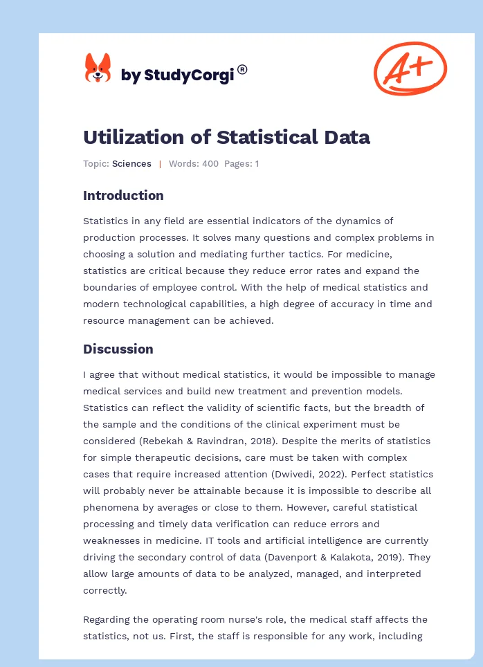 Utilization of Statistical Data. Page 1