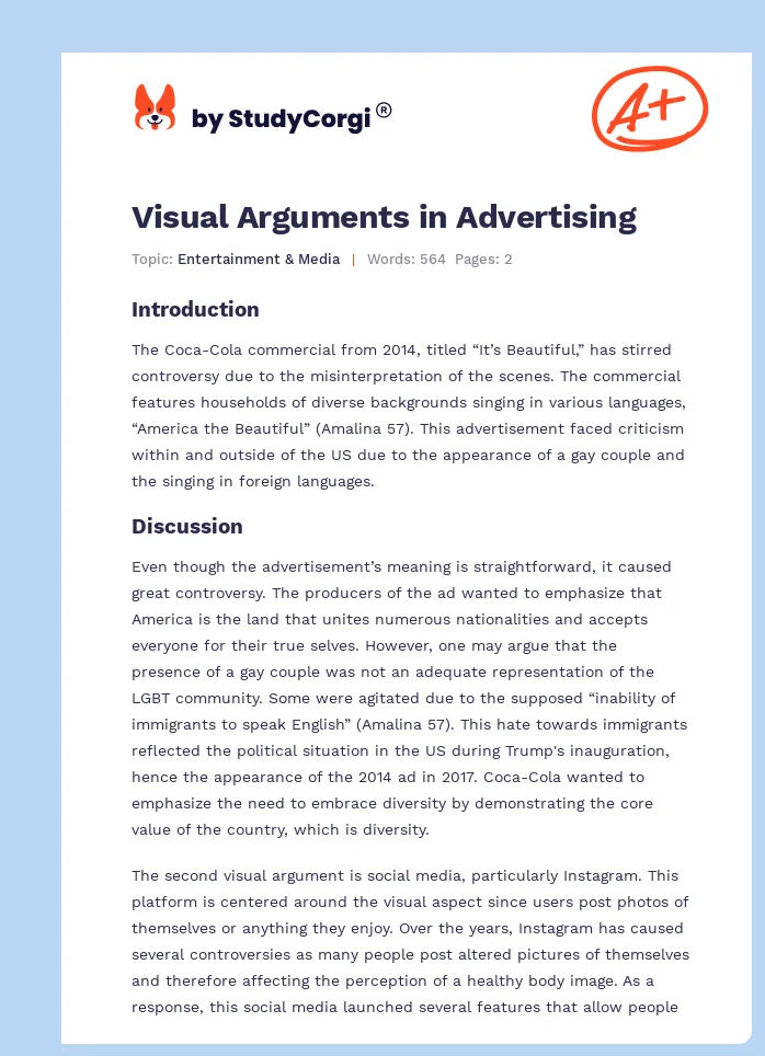 Visual Arguments in Advertising. Page 1