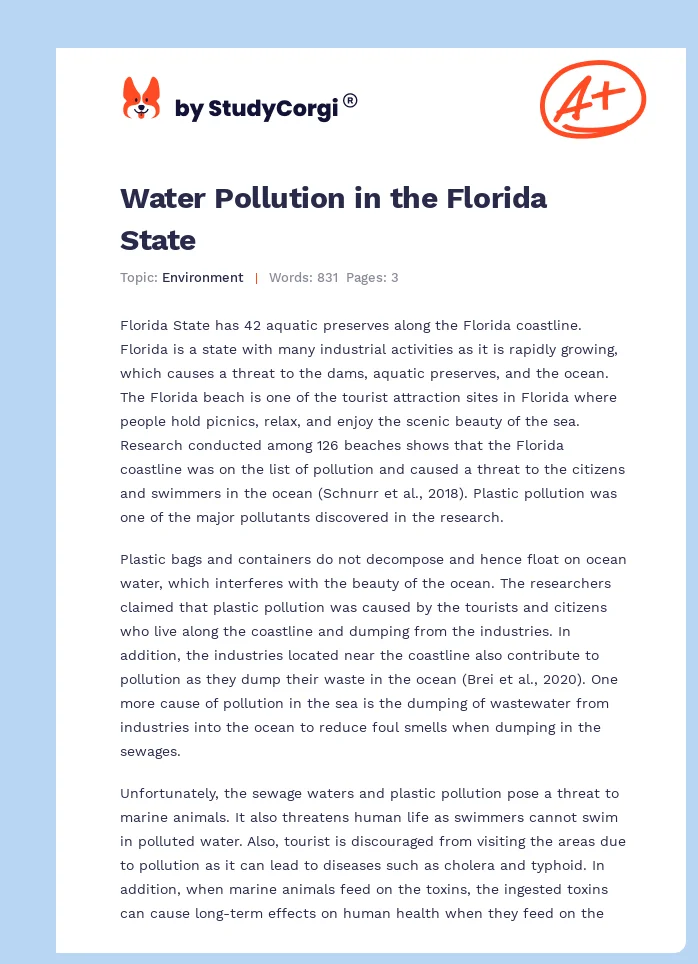 Water Pollution in the Florida State. Page 1