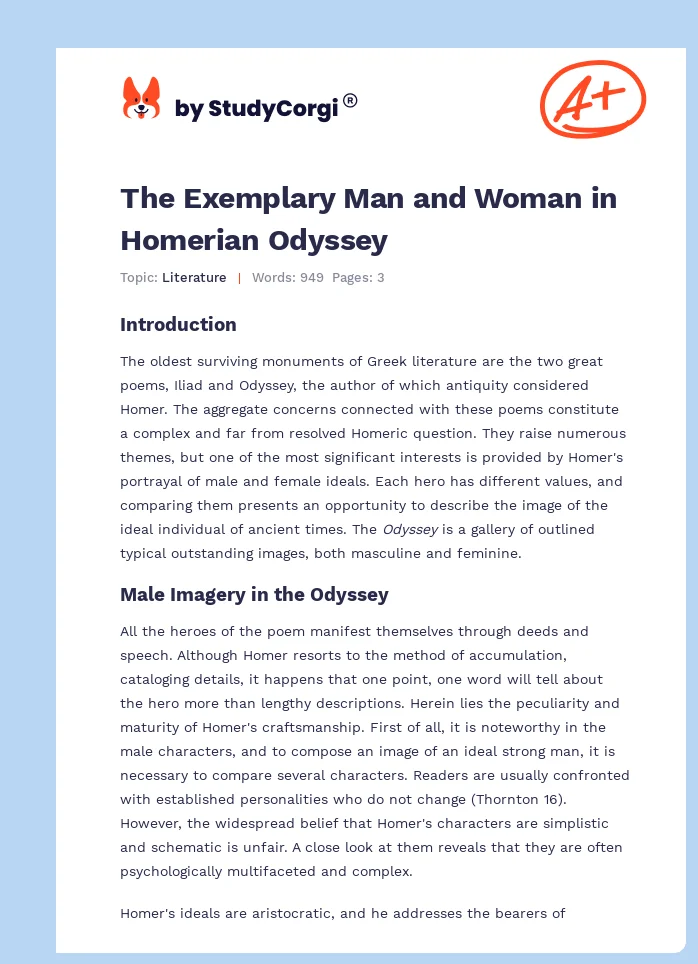 The Exemplary Man and Woman in Homerian Odyssey. Page 1