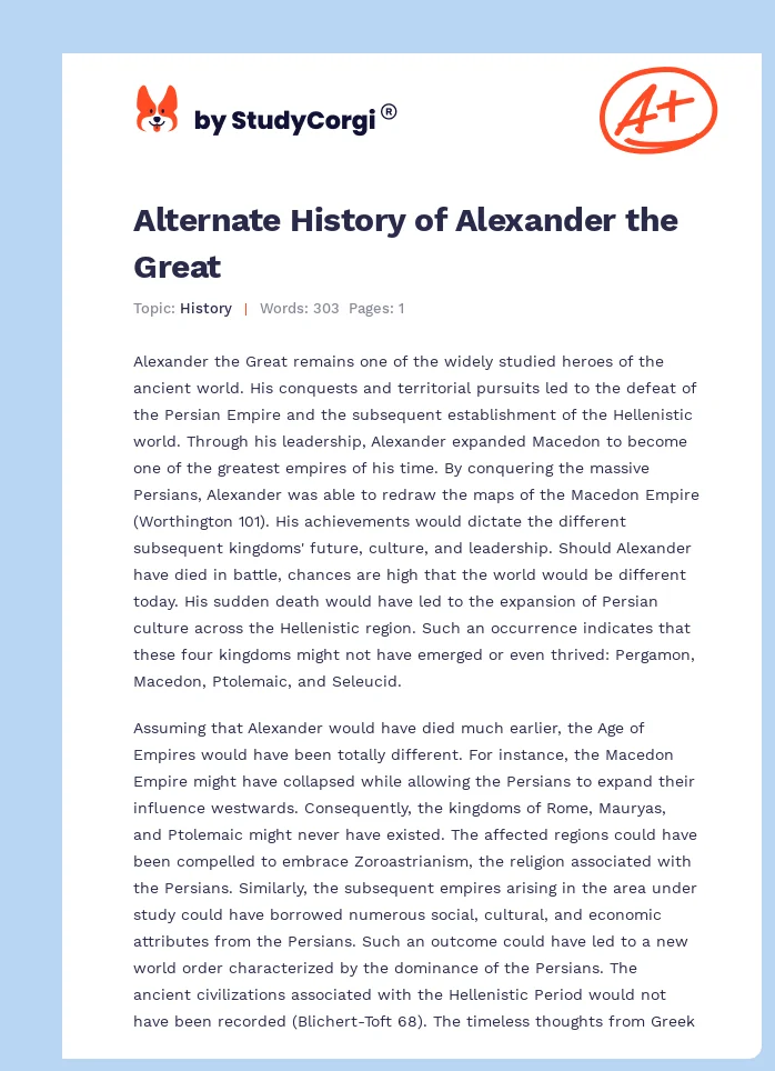 Alternate History of Alexander the Great. Page 1