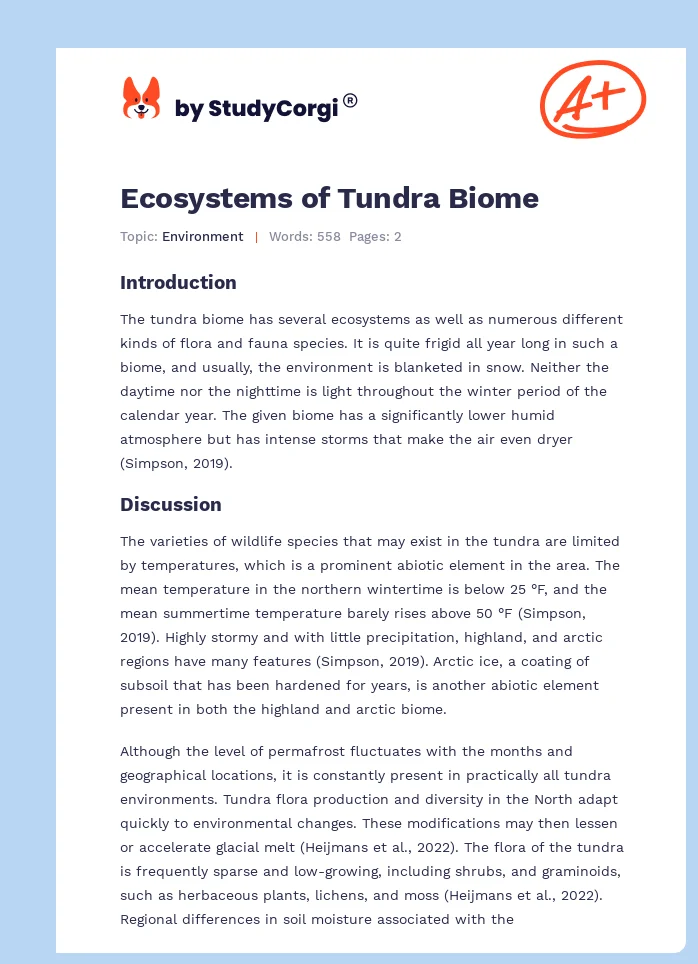 Ecosystems of Tundra Biome. Page 1