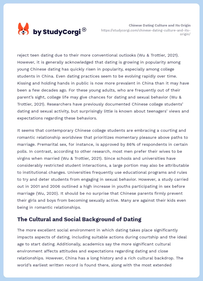 Chinese Dating Culture and Its Origin. Page 2
