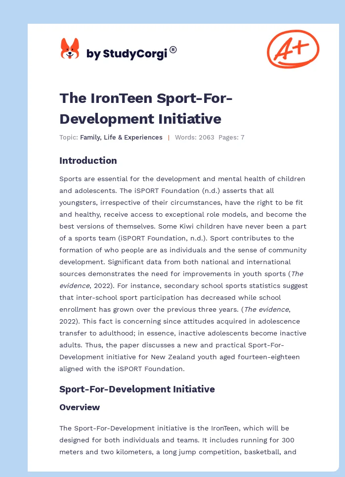 The IronTeen Sport-For-Development Initiative. Page 1
