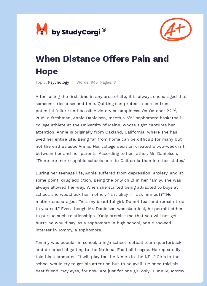 When Distance Offers Pain and Hope. Page 1