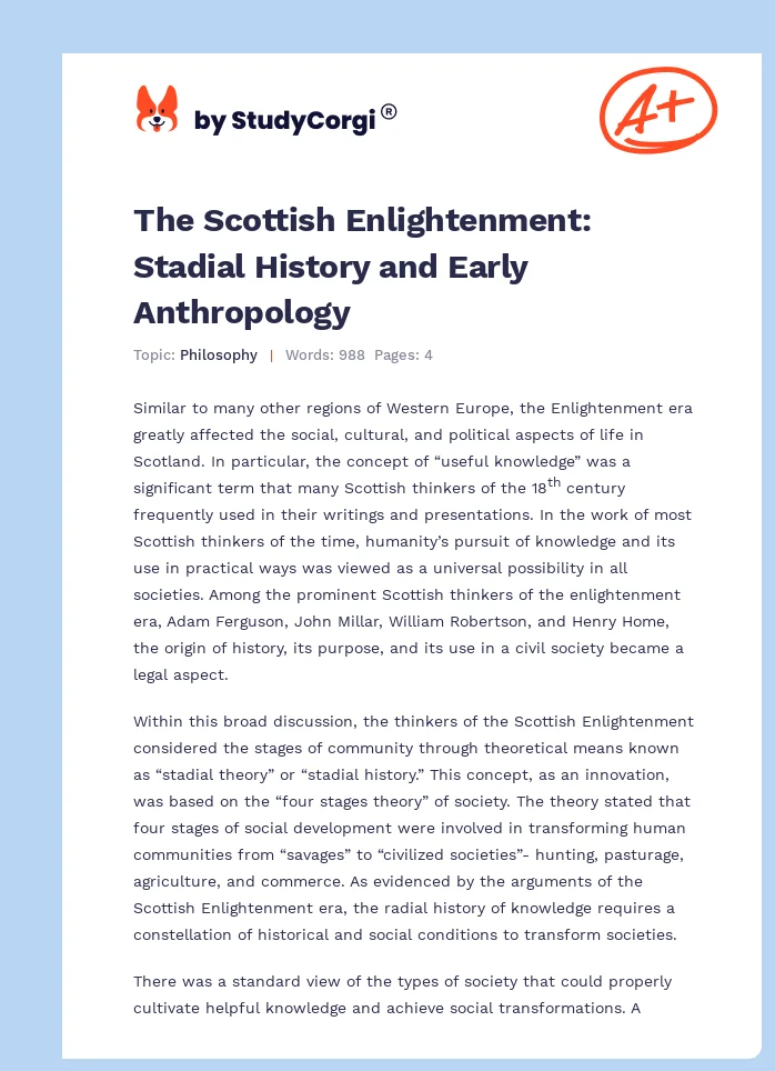 The Scottish Enlightenment: Stadial History and Early Anthropology. Page 1