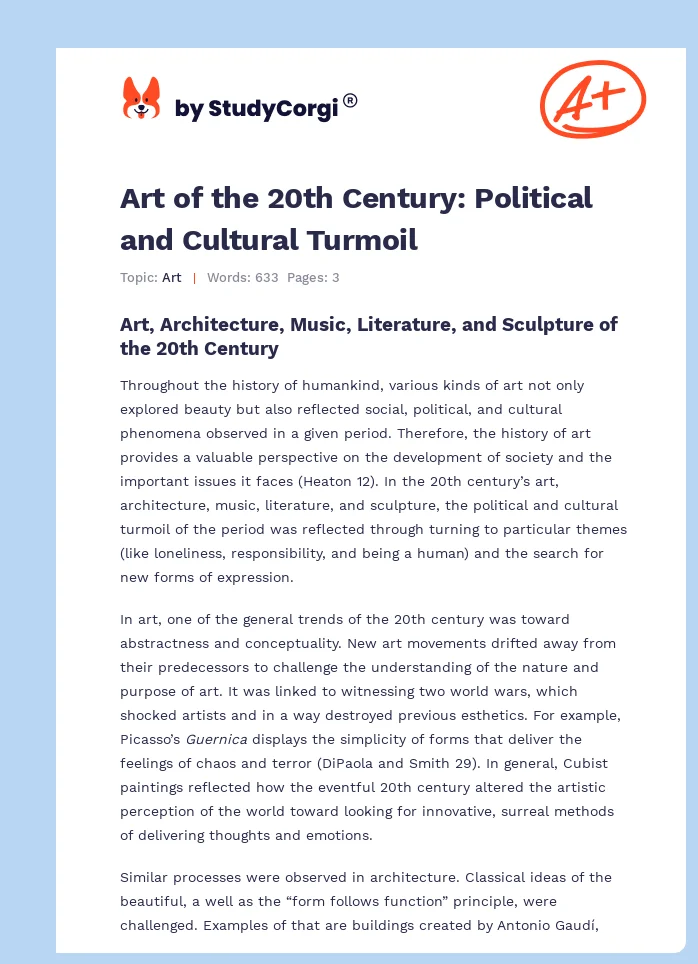 Art of the 20th Century: Political and Cultural Turmoil. Page 1