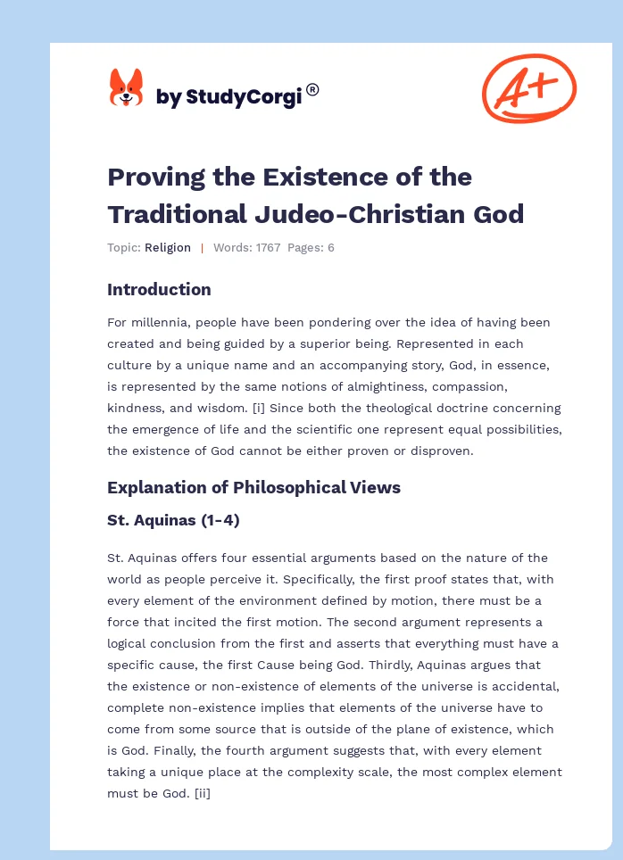 Proving the Existence of the Traditional Judeo-Christian God. Page 1