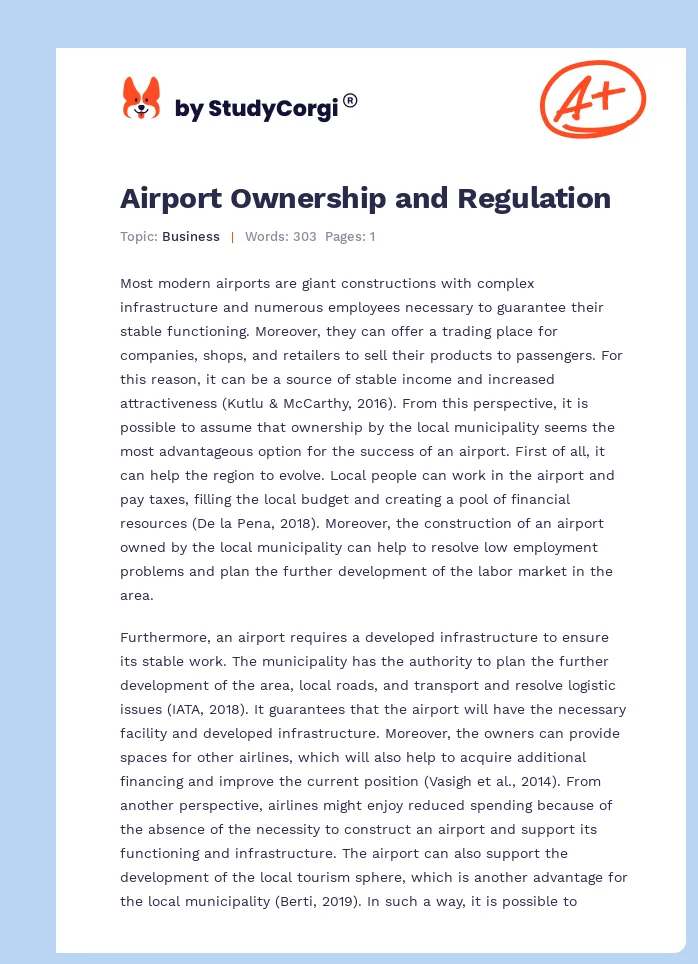 Airport Ownership and Regulation. Page 1