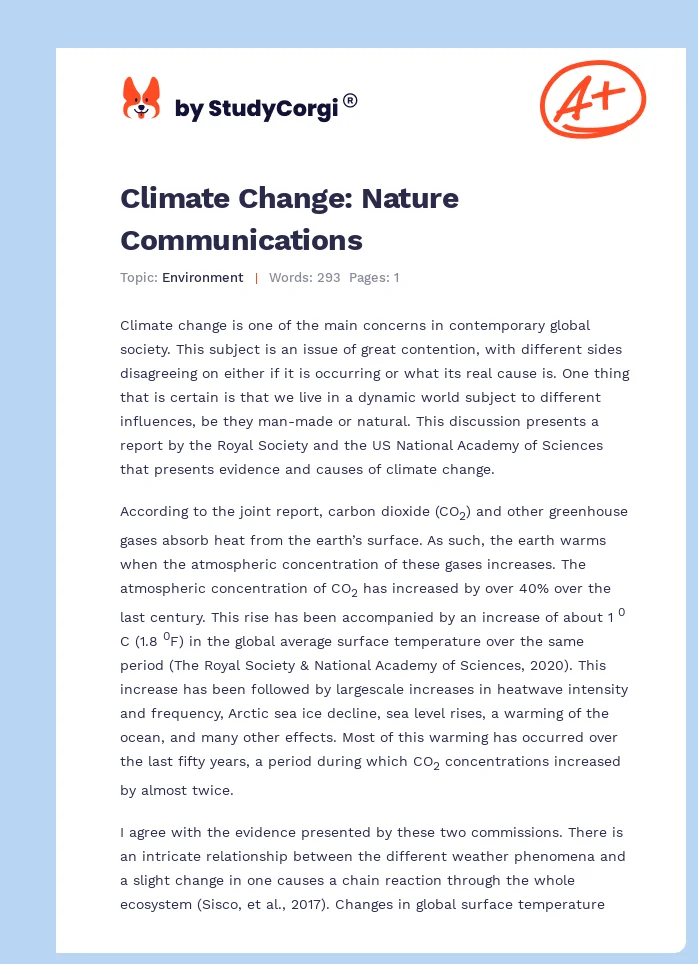Climate Change: Nature Communications. Page 1