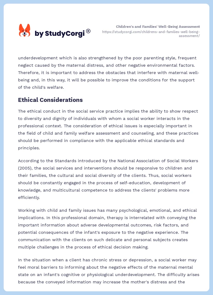 Children's and Families' Well-Being Assessment. Page 2