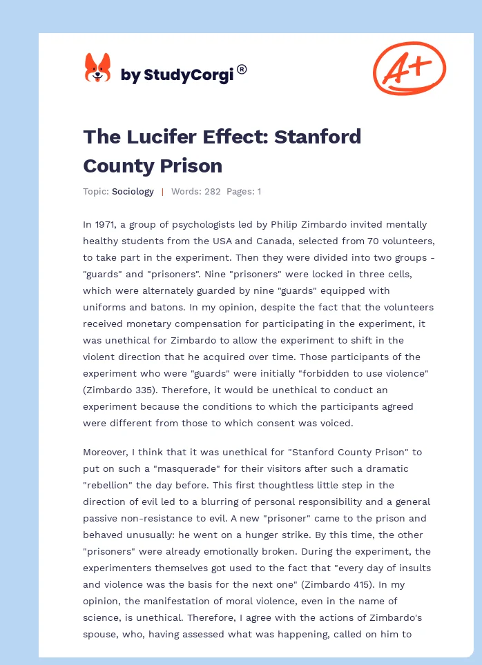 The Lucifer Effect: Stanford County Prison. Page 1