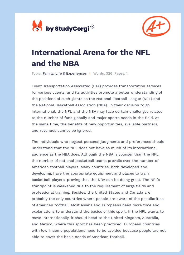 International Arena for the NFL and the NBA. Page 1