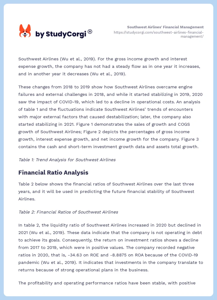 Southwest Airlines' Financial Management. Page 2