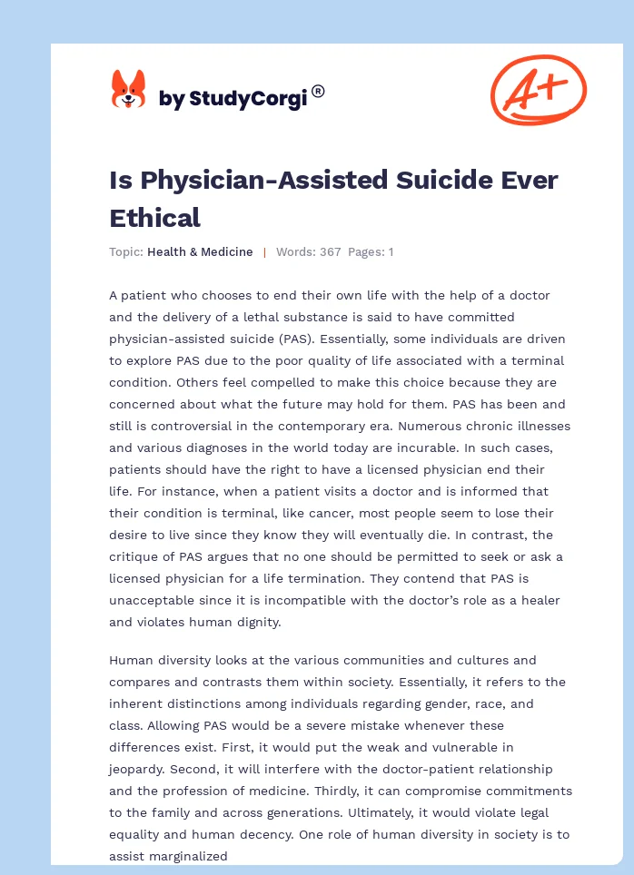 Is Physician-Assisted Suicide Ever Ethical. Page 1