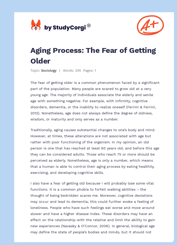 Aging Process: The Fear of Getting Older. Page 1
