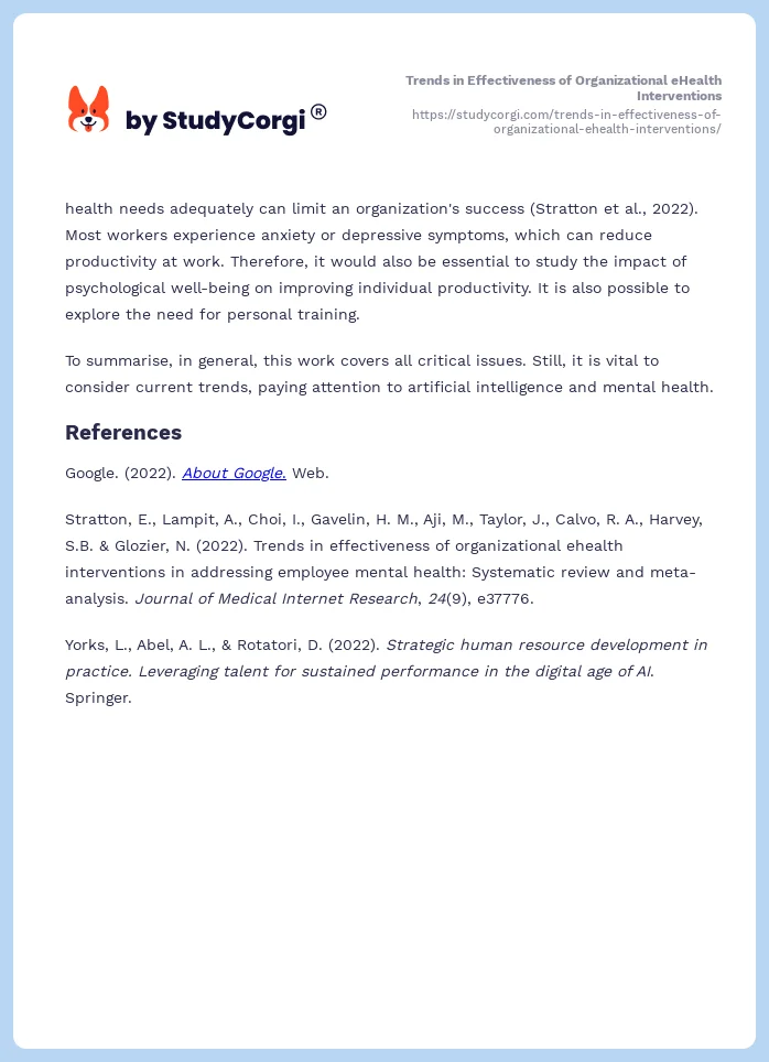 Trends in Effectiveness of Organizational eHealth Interventions. Page 2