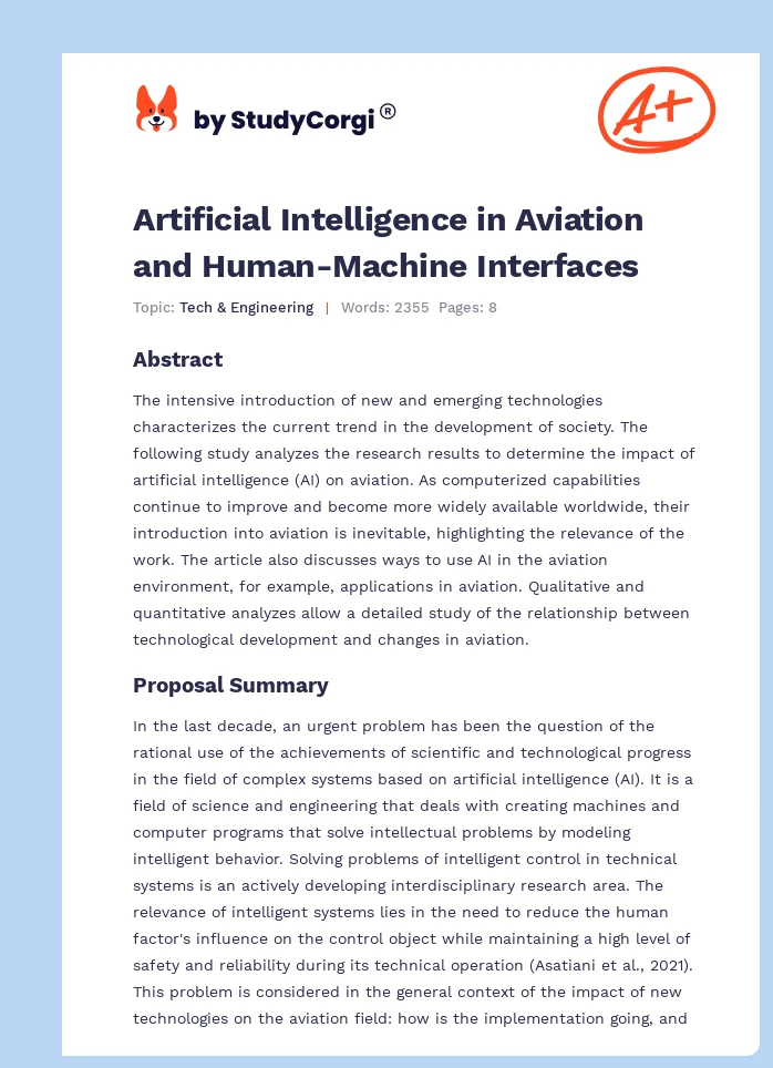 Artificial Intelligence in Aviation and Human-Machine Interfaces. Page 1