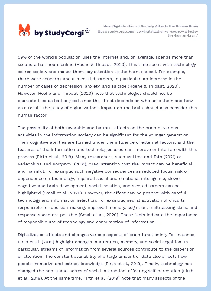 How Digitalization of Society Affects the Human Brain. Page 2