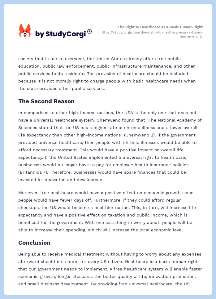 The Right to Healthcare as a Basic Human Right. Page 2