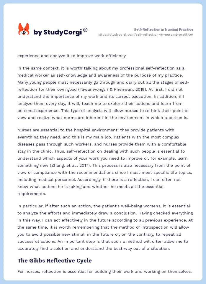 Self-Reflection in Nursing Practice. Page 2