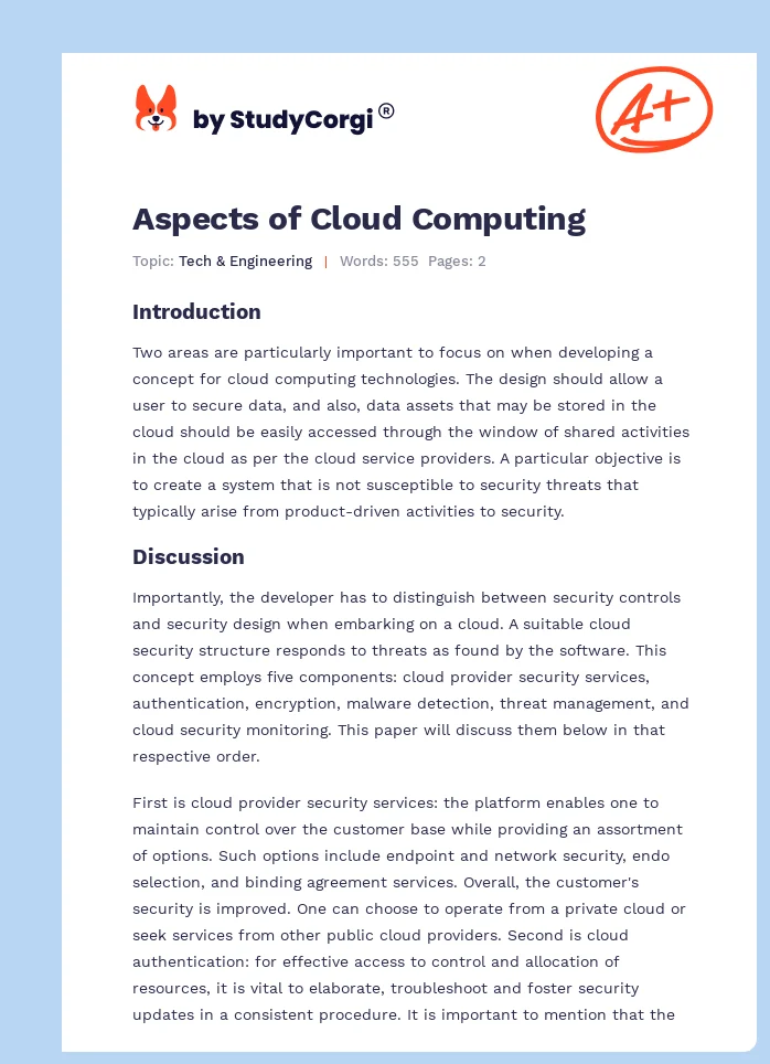 Aspects of Cloud Computing. Page 1