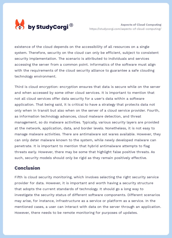 Aspects of Cloud Computing. Page 2