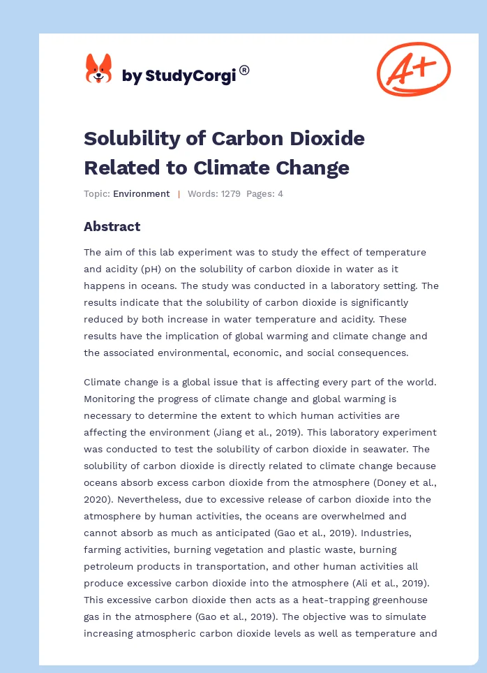 Solubility of Carbon Dioxide Related to Climate Change. Page 1