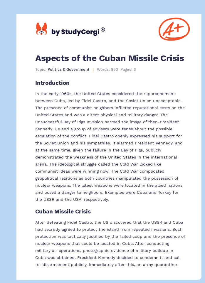 Aspects of the Cuban Missile Crisis. Page 1