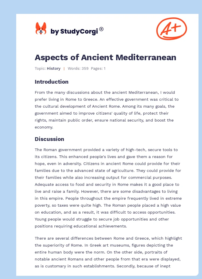 Aspects of Ancient Mediterranean. Page 1