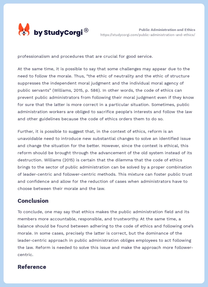 Public Administration and Ethics. Page 2