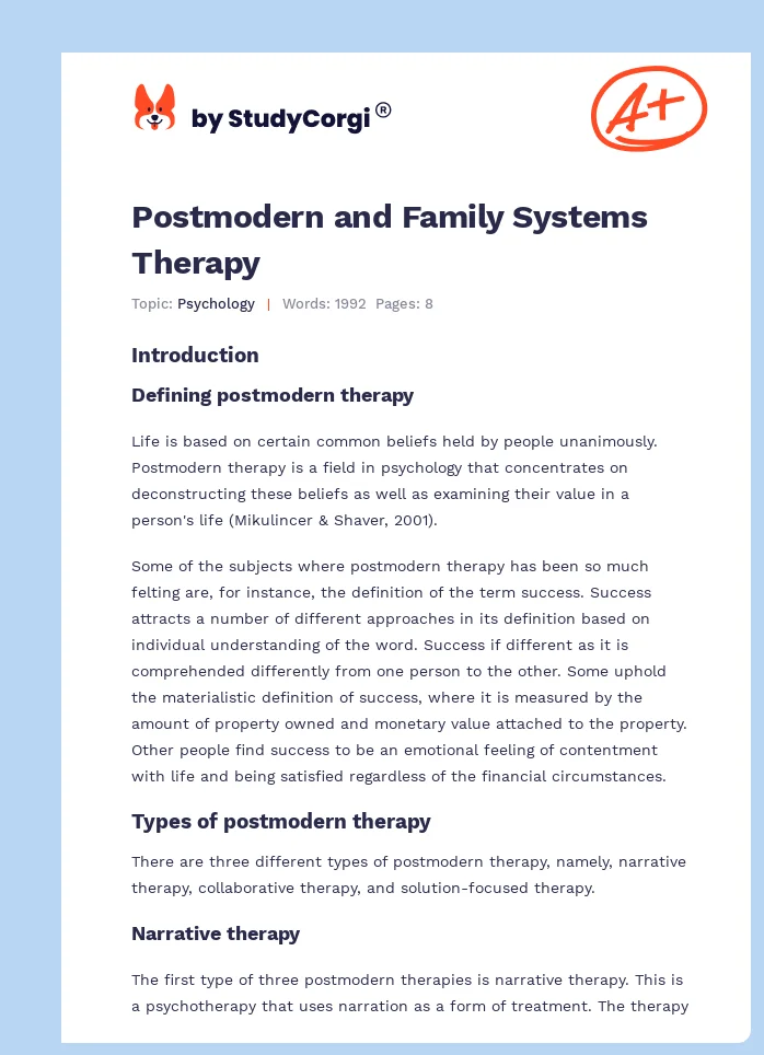 Postmodern and Family Systems Therapy. Page 1