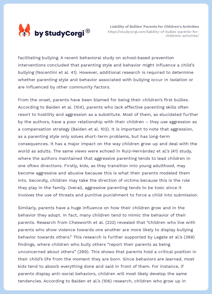 Liability of Bullies' Parents for Children's Activities. Page 2