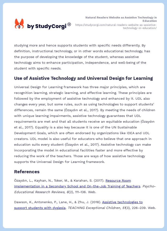 Natural Readers Website as Assistive Technology in Education. Page 2