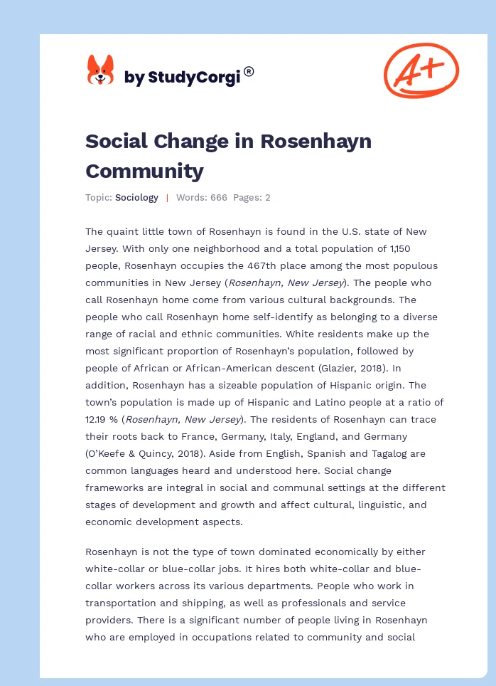 Social Change in Rosenhayn Community. Page 1
