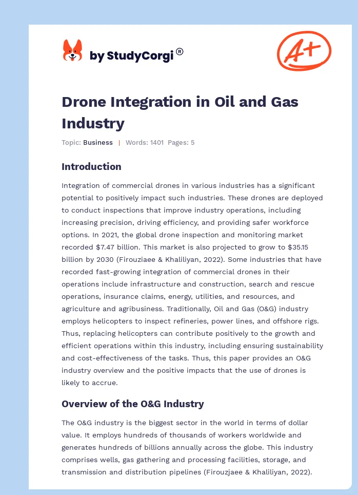 Drone Integration in Oil and Gas Industry. Page 1