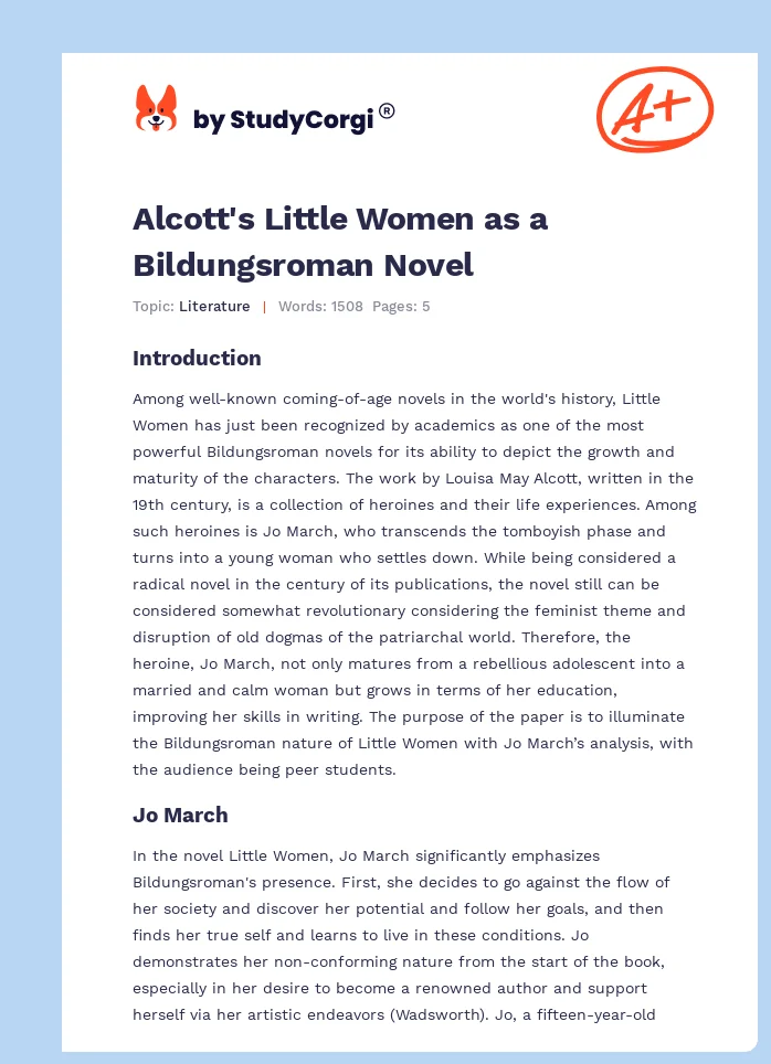 Alcott's Little Women as a Bildungsroman Novel. Page 1