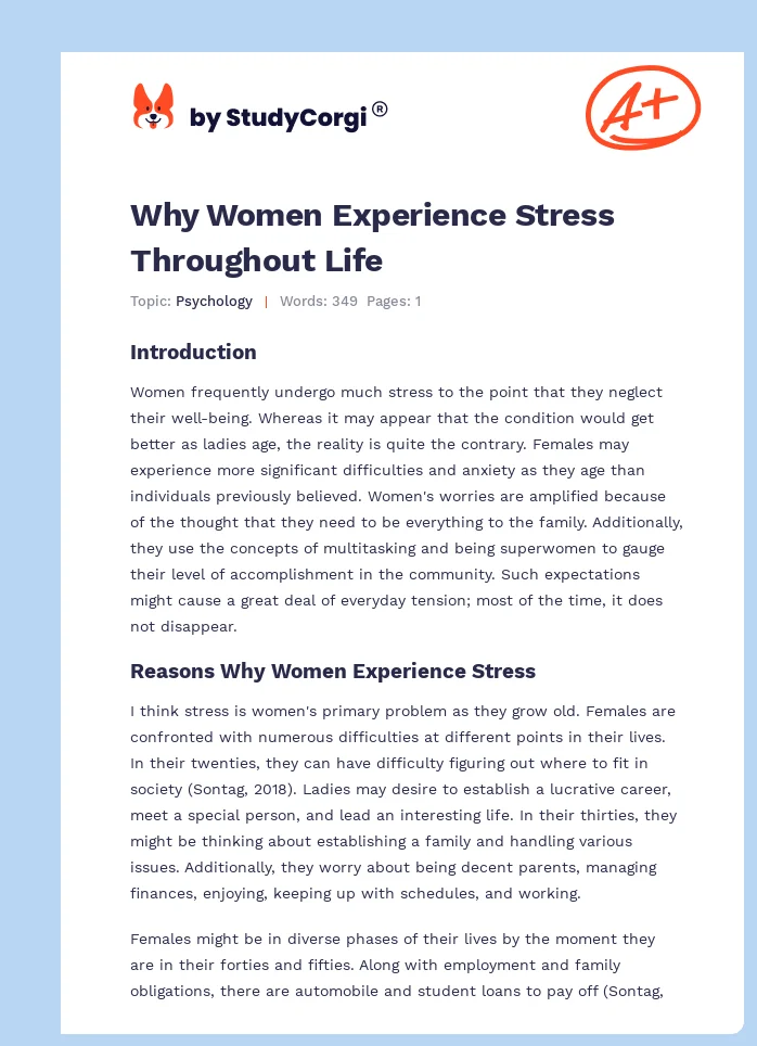 Why Women Experience Stress Throughout Life. Page 1