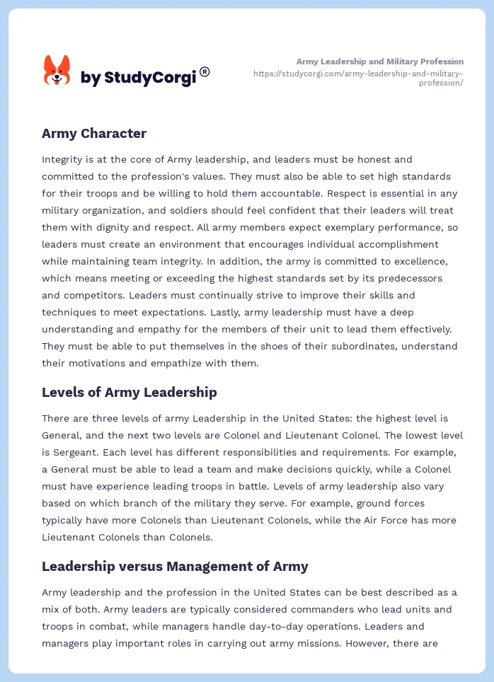 army profession essay