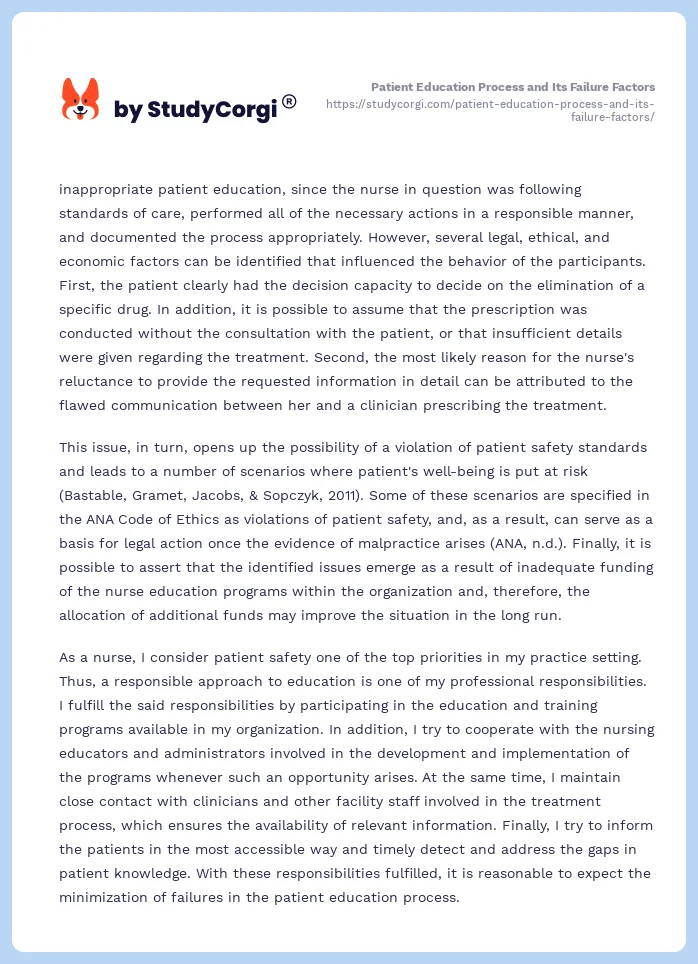 Patient Education Process and Its Failure Factors. Page 2