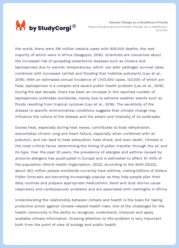 Climate Change as a Healthcare Priority. Page 2