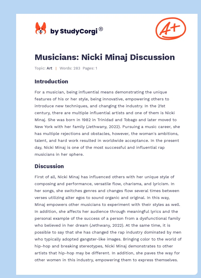 Musicians: Nicki Minaj Discussion. Page 1