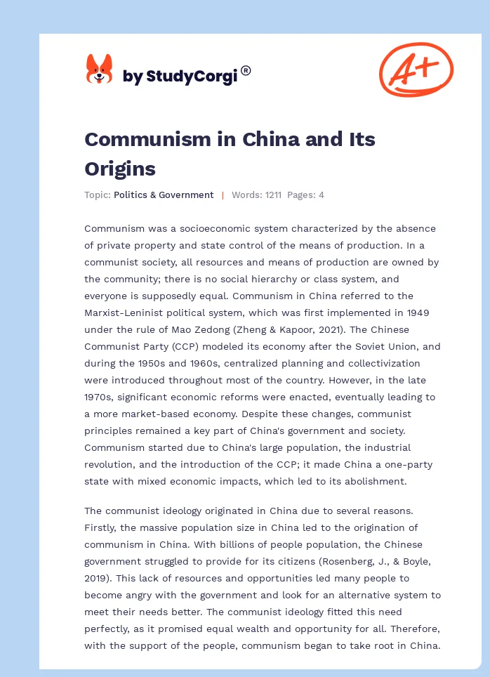 Communism in China and Its Origins. Page 1